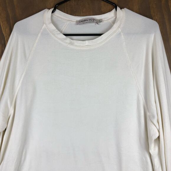 Cabin Fever Womens Sweater Cream Cozy Lounge Cabincore Stretch Medium - Picture 2 of 12